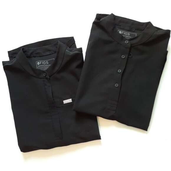 Set of 2 Figs Tops: Montex Scrub Top and Manila Oversized Scrub Top Black Size M - Picture 1 of 16